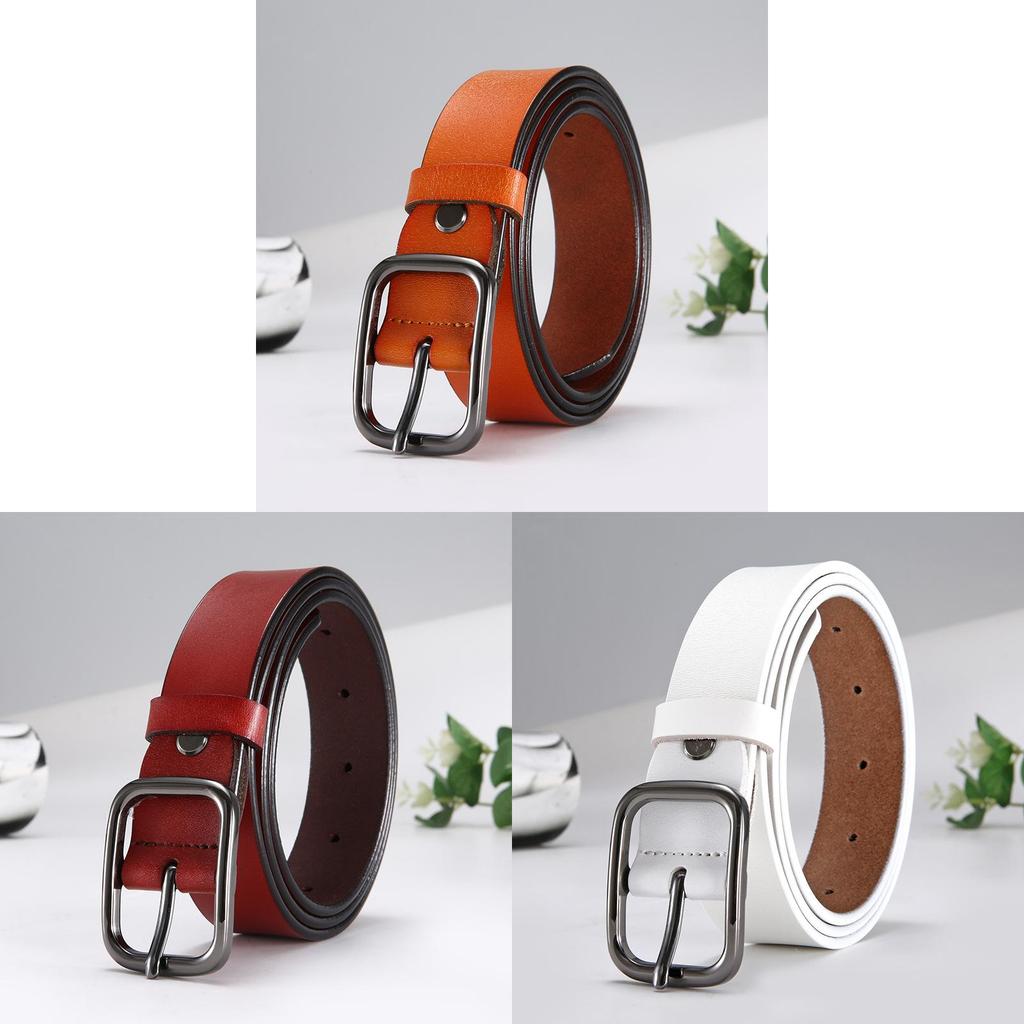 Classic Genuine Leather Womens Belt With Zinc Alloy Square Buckle For Casual Office Wear