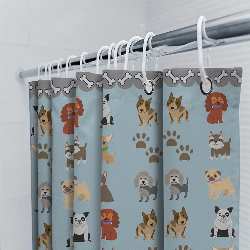 Decorate Your Bathroom with These Cute Dog Print Shower Curtains