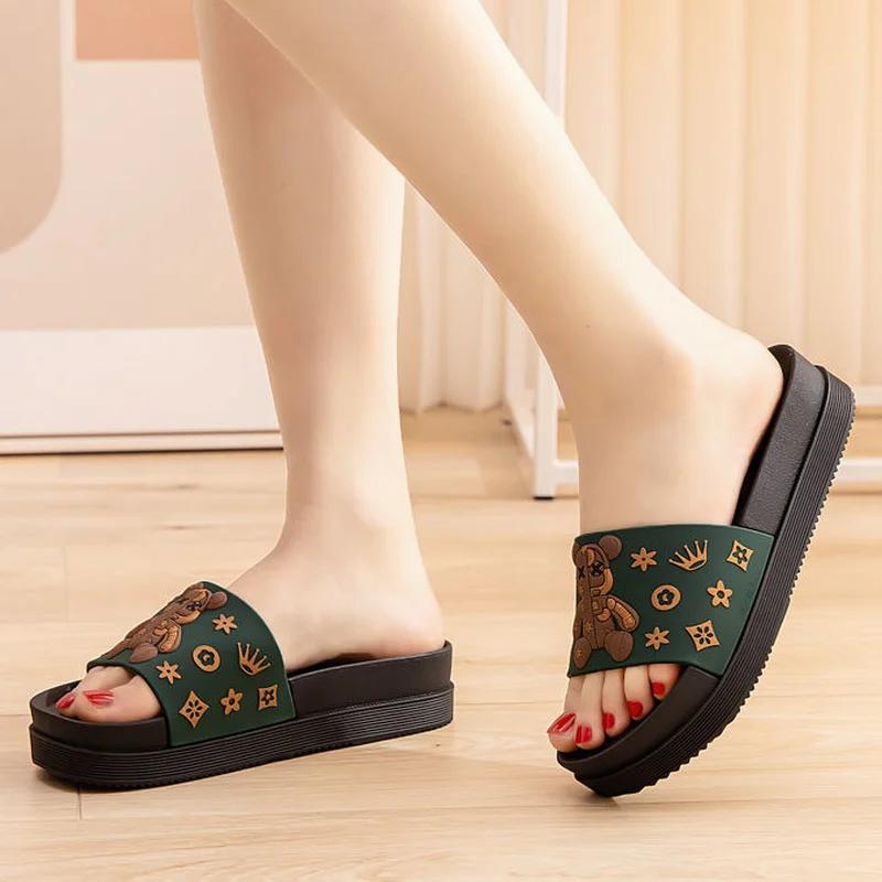 Fashion Shoes for Women Bathroom Cartoon Indoor Open Toe Cute House Woman Slippers Platform Anime Home Slides Sandals Y Natural Skin Eva