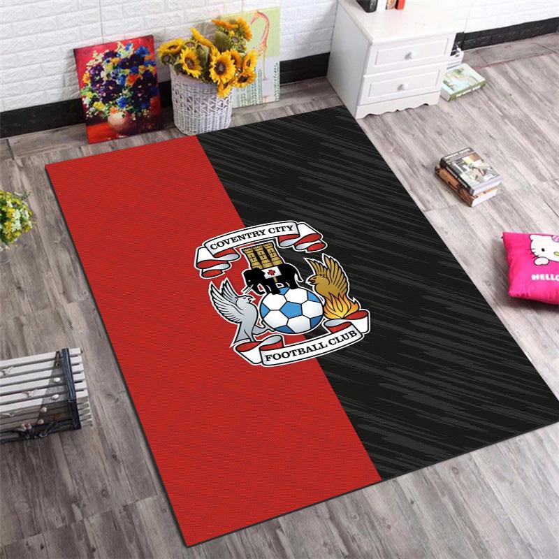 Coventry City Football Club Crest Print Area Rug Non‑Slip Rectangular Floor Mat Soccer Fan Decor Rug for Bedroom Living Room
