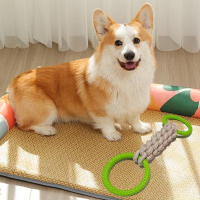 Pet Cotton Rope Dog Toys with Double-Ring Handle for Teeth Grinding, Gum Massage Chew Toy for Dogs Healthy Gift