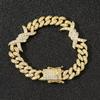 Neues Design Hip Hop Rap Schmuck 14K Gold Plated Bling CZ Iced Out Dornen Kubanische Kette Armband für Damen und Herren