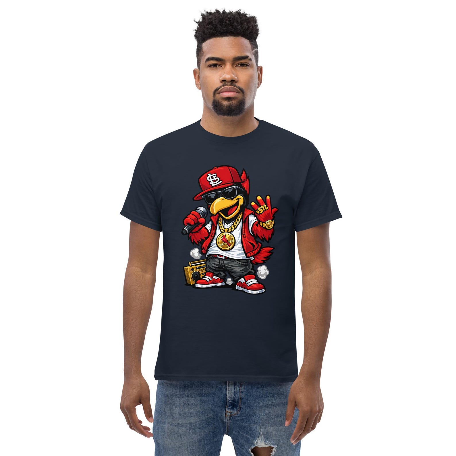 STL Cardinals Hip Hop Unisex Tee | Fredbird Streetwear Shirt | STL Baseball Graphic Apparel M