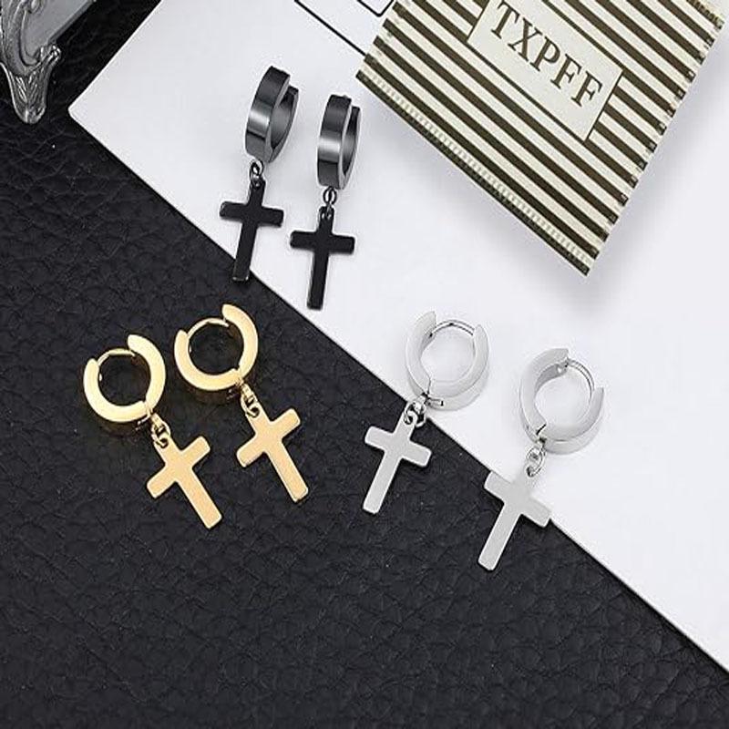 15-teiliges Edelstahl-Ohrring-Set: Runde, Quadratische, 3A Zirkon Stecker & Kreuz Anhänger Ohrringe für Männer & Frauen.