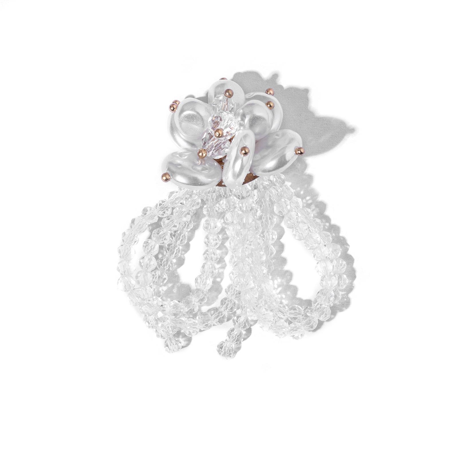 Набор для изготовления шпильки и сережек с кисточками из хрустальных жемчужин и цветов