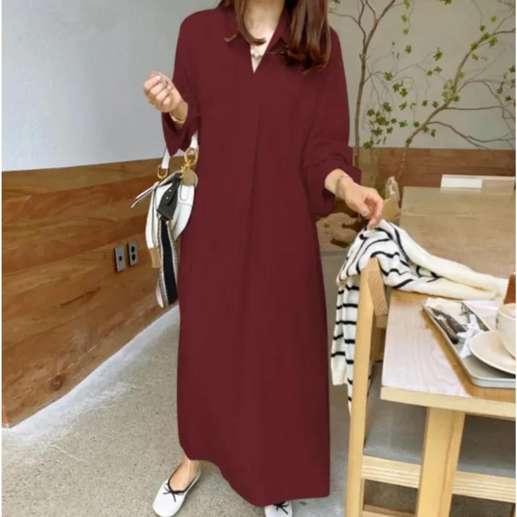 Cotton Linen Solid Muslim Dress Women Marocain Turkish Robe Femme Long Sleeve Maxi Dress Temperament Commuting  Abaya Vestidos