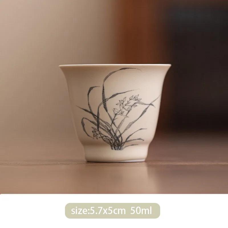 1 Pc Chinese Hand-painted Flowers Ceramic Tea Cup Vintage Master Cup Tea Bowl Handmade Porcelain Teacup Tea Set Accessories