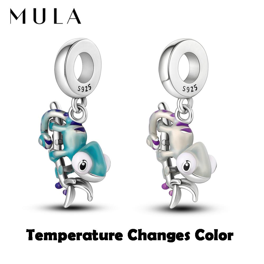 

MULA 925 Silver Lovely Cute Chameleon Charm Pendant for Bracelets DIY Women s High Quality personalized Fine Jewelry