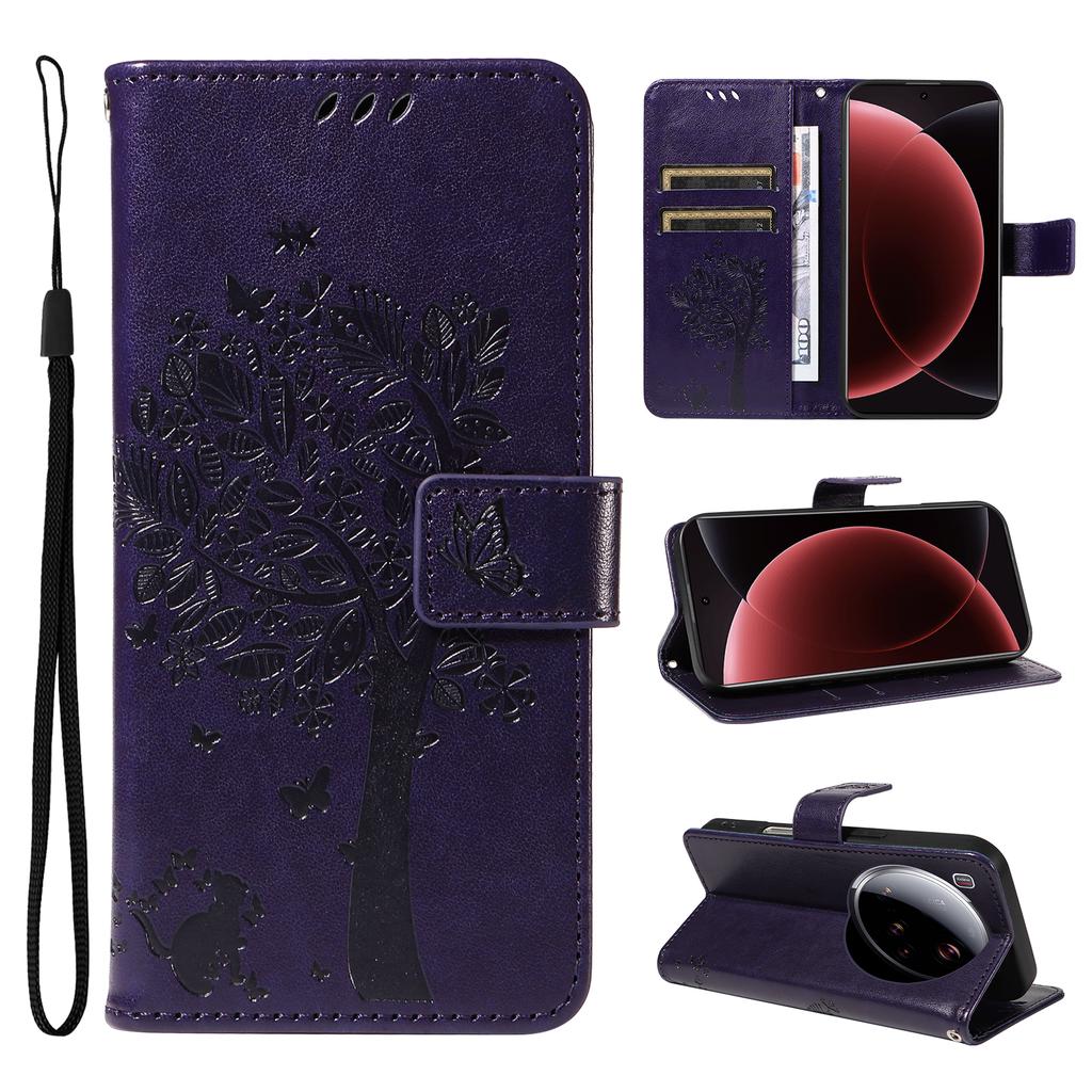 For Xiaomi 15 Ultra Phone Case with Stand Cat Tree Pattern Leather Wallet Mobile Cover