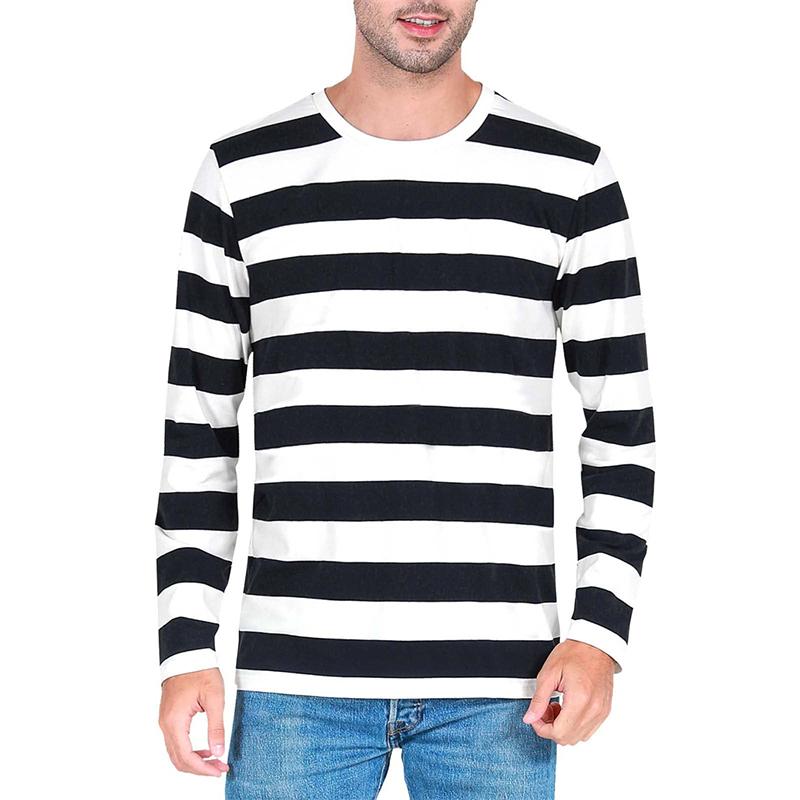 

Contrast Stripe 3D Print Men Long Sleeve T-shirt Casual Fashion O-Neck Oversized T Shirts Fashion Tops polyester Men Clothing S