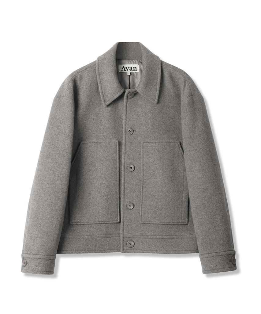 Avandress Fore Wool Collar Handmade Jacket Gray