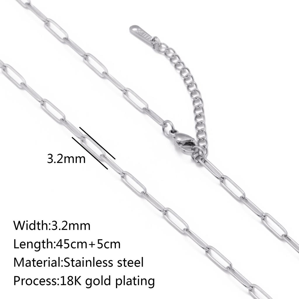 5Pcs/Lot Stainless Steel Bead Rope Link/Cuban/Paperclip Links Snake Chain Necklace Diy Women Jewelry 18K Gold Color Neck Chains