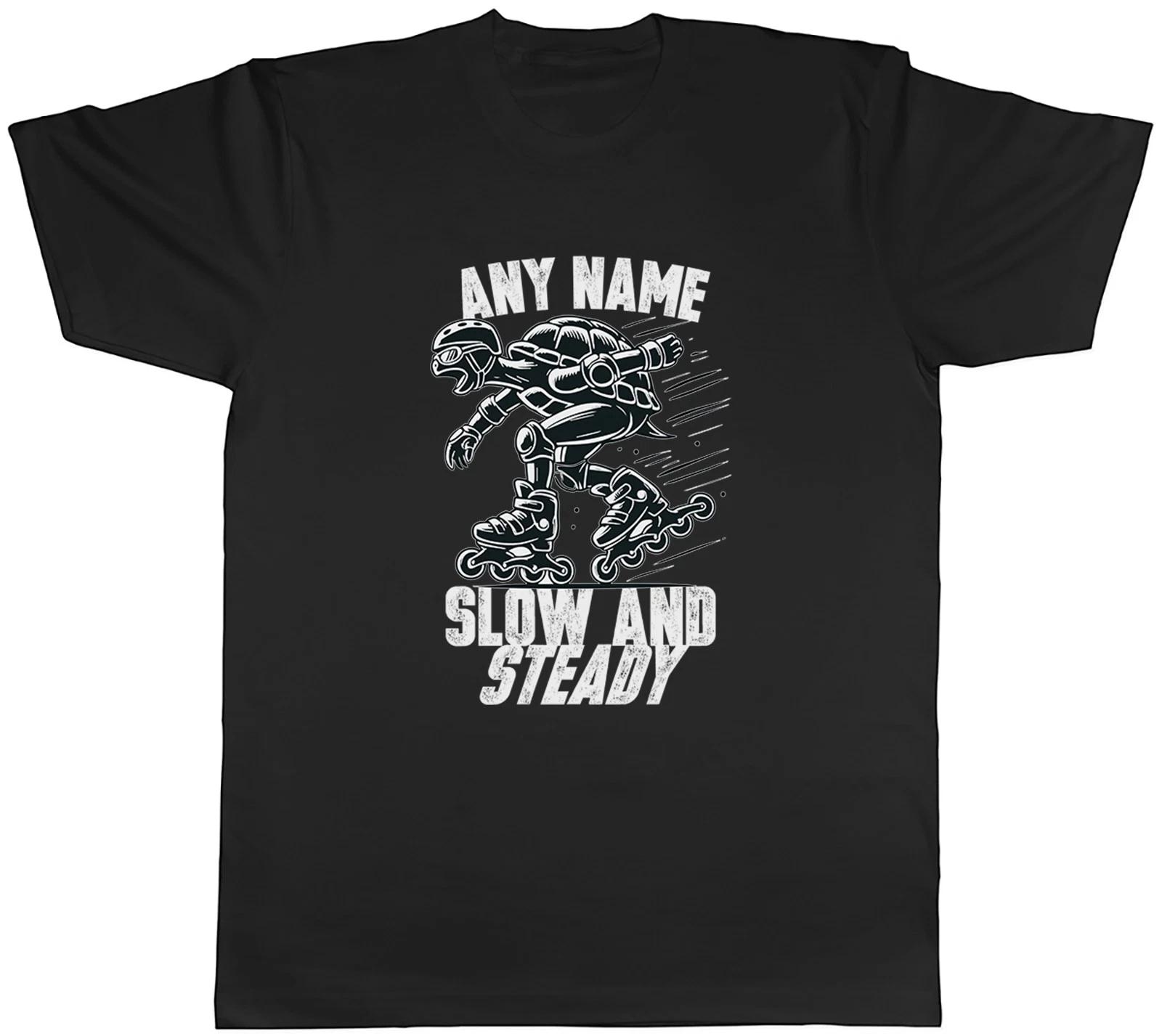 Personalised Slow and Steady Funny Turtle Skater Mens T-Shirt Tee Gift Top XXXL