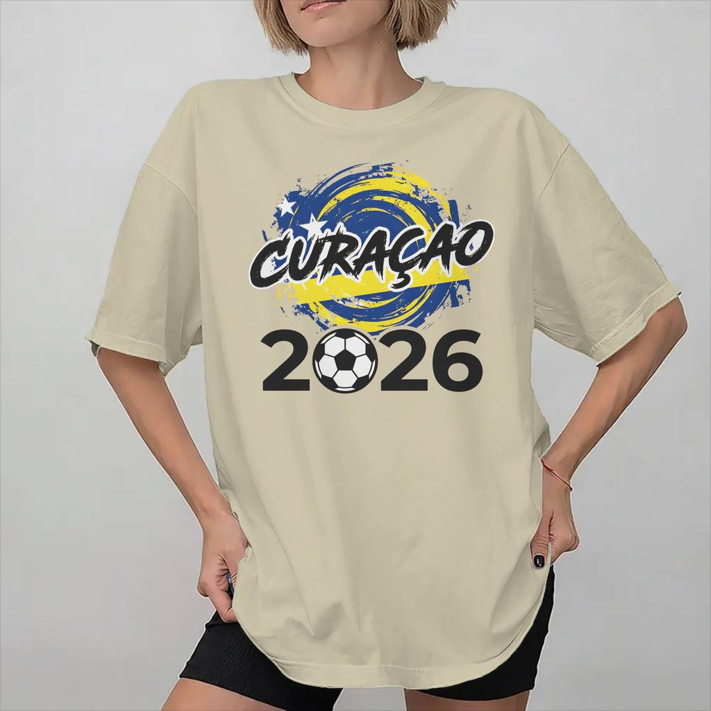 Unisexs Wounisexs Curaao Flag Caribbean Soccer Football Shirt 100 Cotton New Arrival Tee Shirts Clothing Outfits