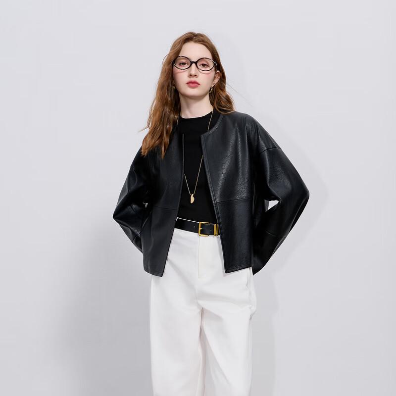 

Sancai 2025 Осенняя куртка из ПУ кожи с зернистой текстурой личи L