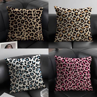 Fashion Luxury Leopard Print Cushion Cover Natural Linen Organic Fabric DoubleSided Printing Sofa Home Decor Gift Pillow Case