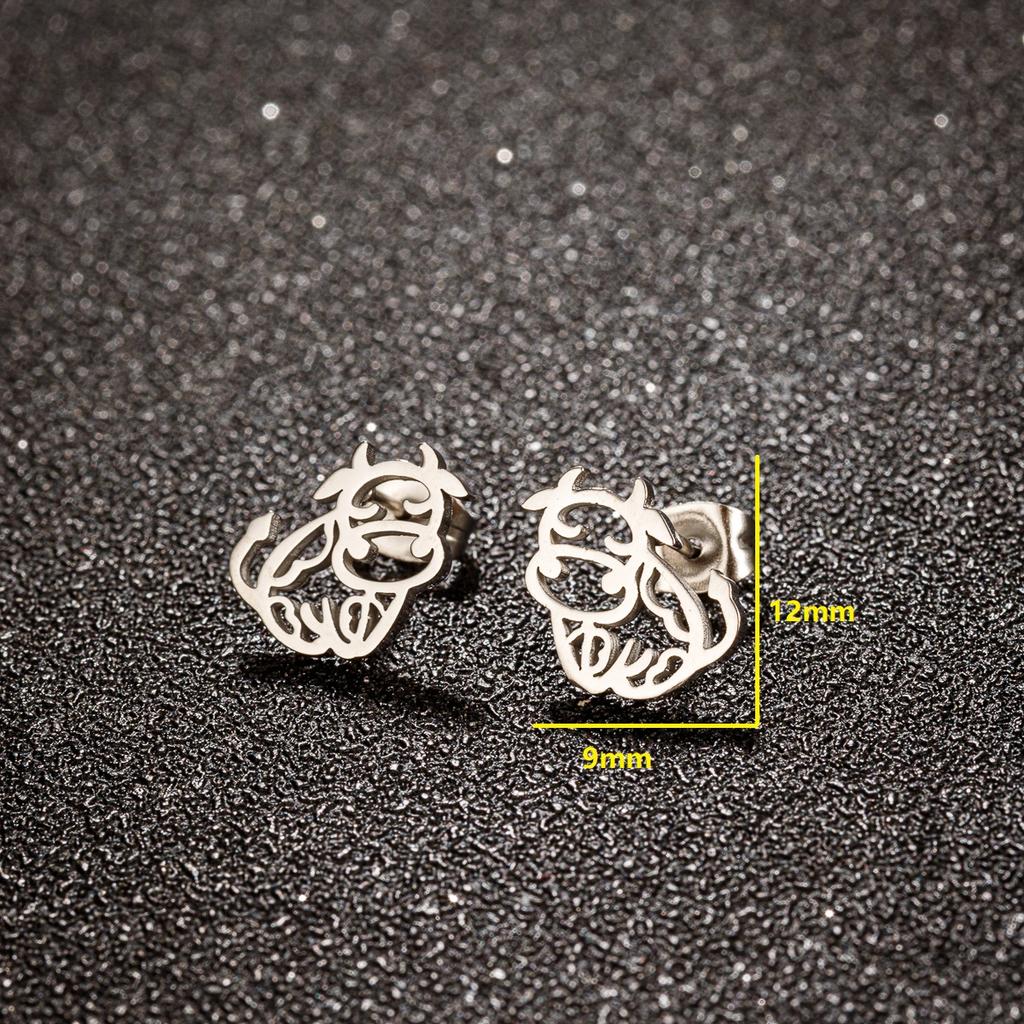 Cute Cartoon Black Minimalist Earrings Stud For Women Stainless Steel Monster Ghost Gothic Halloween Earrings Zircon Gifts