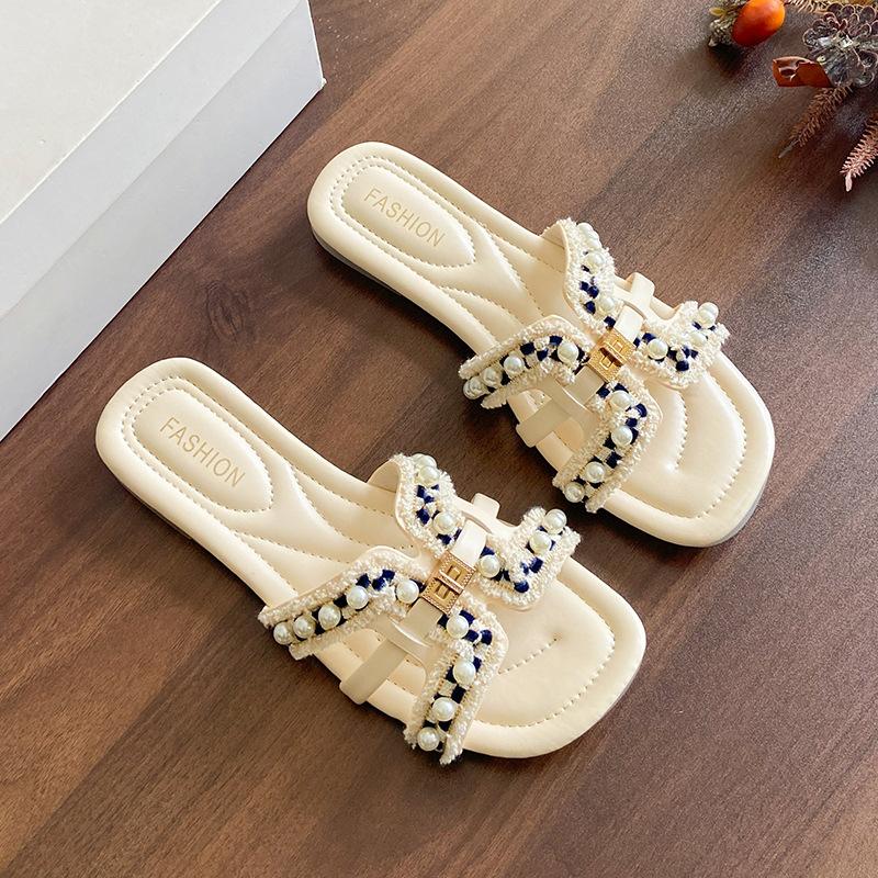 

Xiaoxiangfeng slippers women s summer wear French super beautiful skirt 2025 new flat-bottomed beach not tired feet cold slippers 35 синий