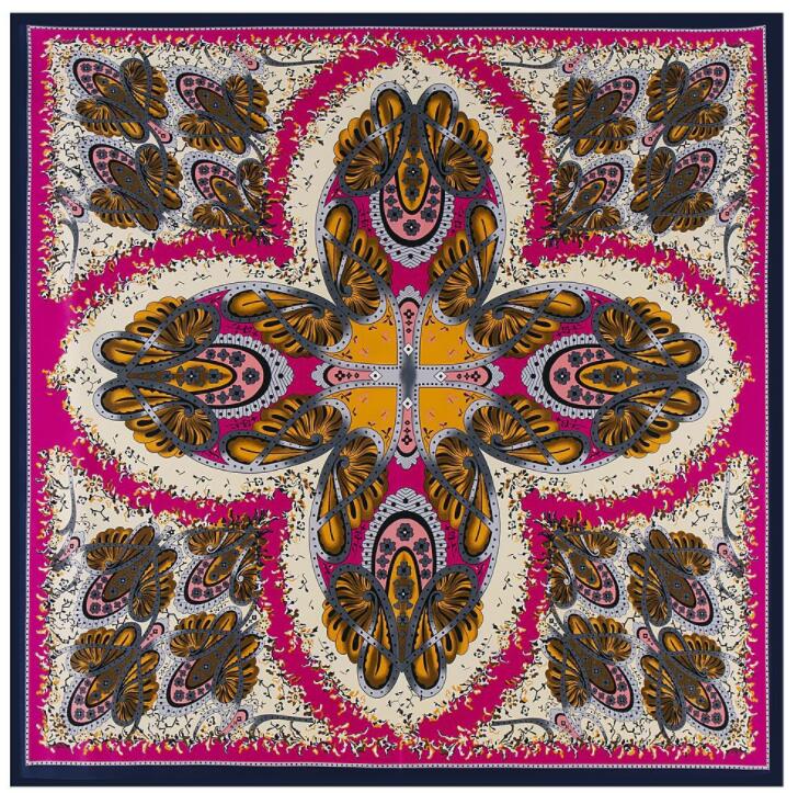 New Arrival Square Silk Ladies Luxury Brand Twill Scarf Shawl Butterfly Print  130*130CM Winter Scarf Women