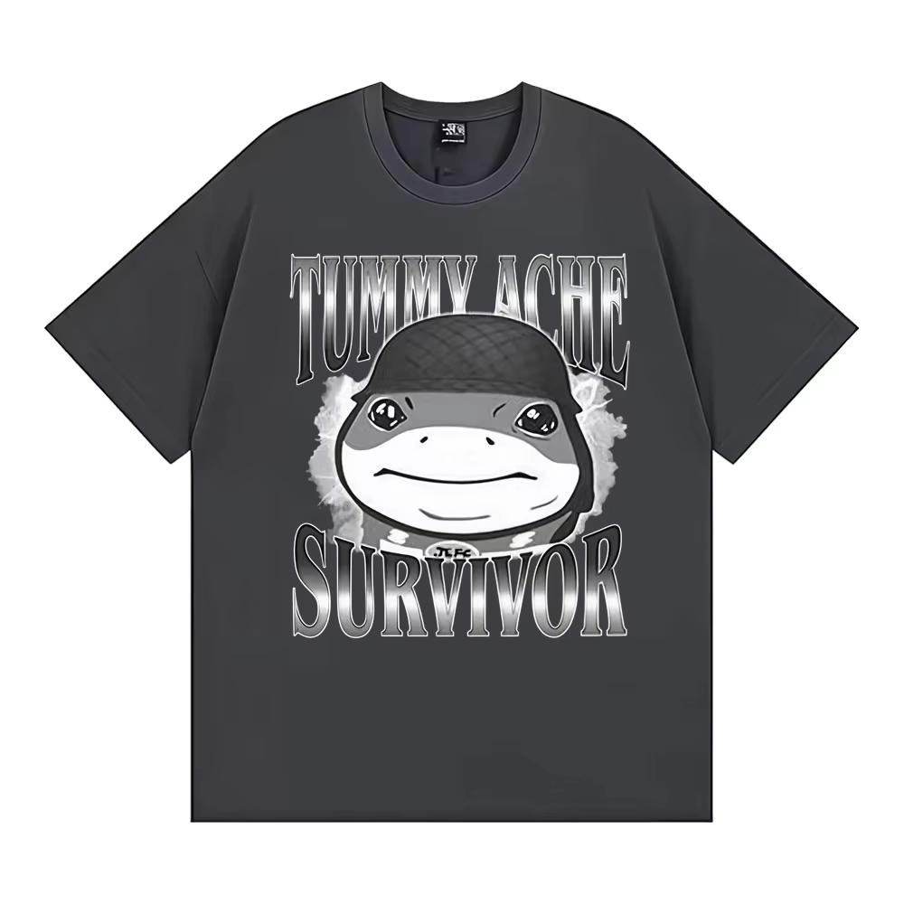 Funn Tummy Ache Survivor Jeff The Land Shark Helmet Meme T Shirts Men Women Fashion Humor Vintage Short Sleeve Oversized Tshirt