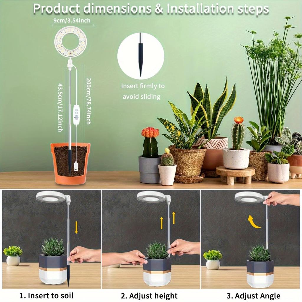 Circular Plant Lamp Suitable for Indoor Plant growth-LED Full-spectrum Plant Lamp with 4/8/12/18H Timing Function