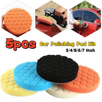 3/4/5/6/7 Zoll 5-teiliges Auto-Polierpad-Set, selbstklebendes Polier-Wachsschwamm-Rad-Polierpad für Autopolierer-Bohrer