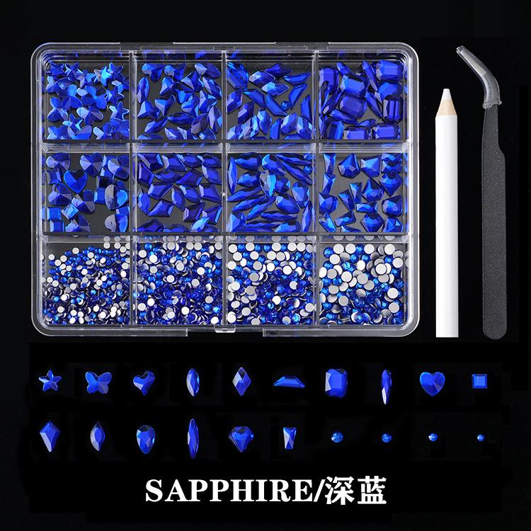 

Набор украшений для дизайна ногтей из 12 сеток и страз с плоским дном и специальной формой бриллианта