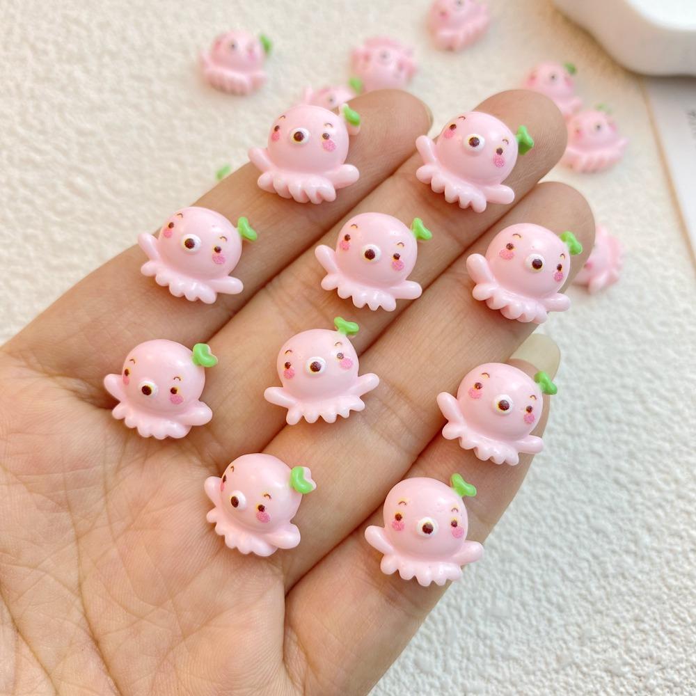 30Pcs New Cute Resin Cartoon Ocean Series Crab Turtle Octopus Flat Back Ornament Jewelry Making Manicure Hairwear Accessories