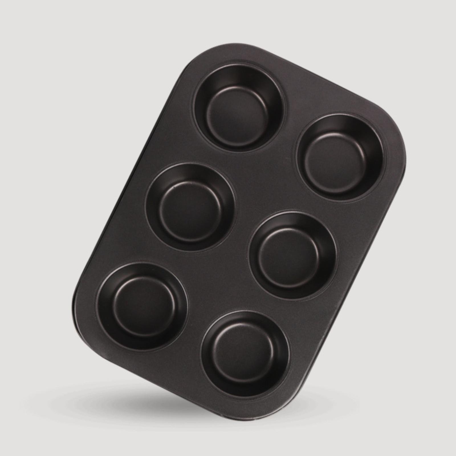 

6-piece Round Cake Mold Carbon Steel Non-stick Muffin Cake Mold DIY Cake Baking Pan