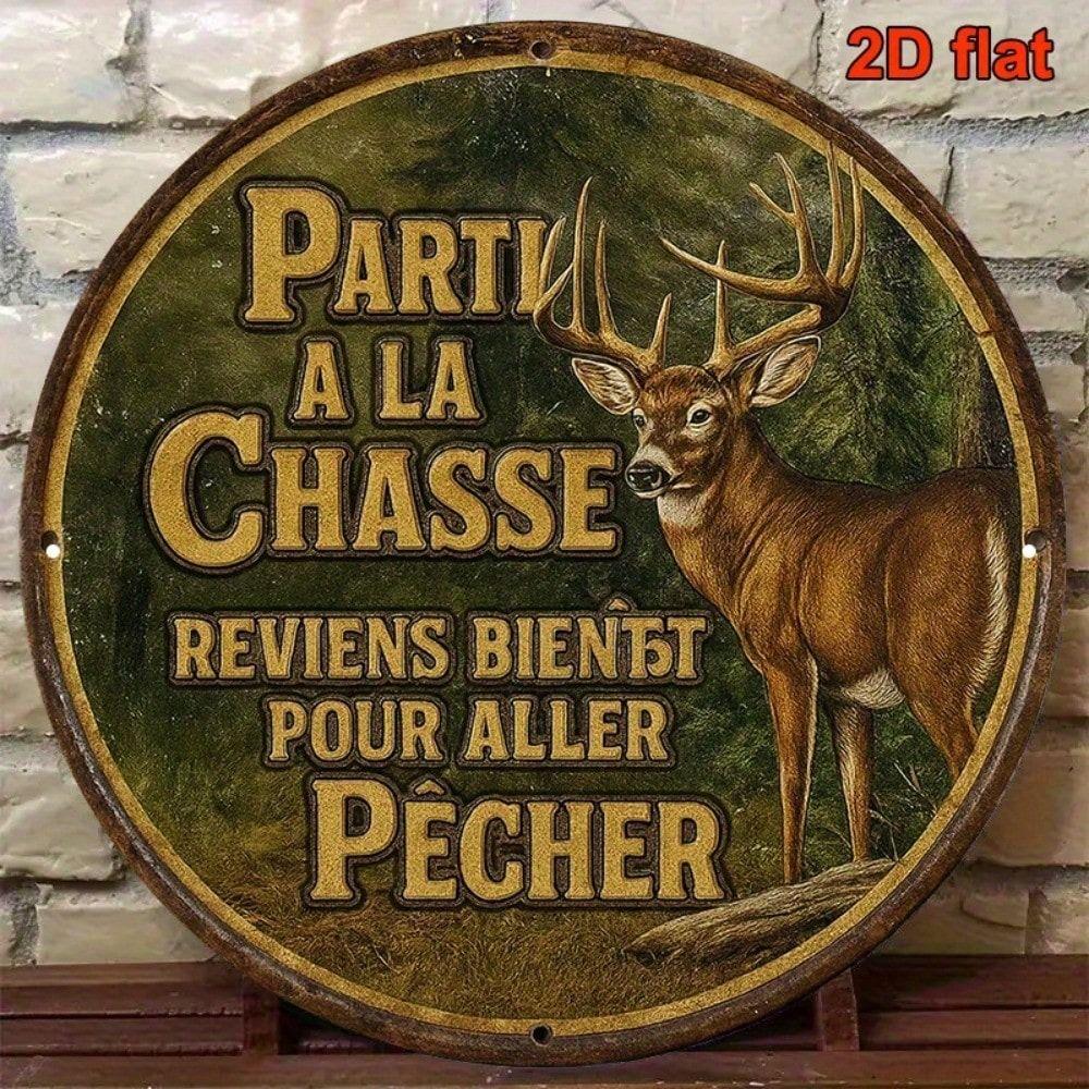 Vintage Round Metal Sign Flower Bucket Kitchen Decor Gift