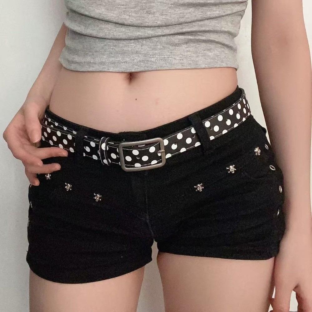 PU Women's Belt Pin Buckle Leather Waist Belt Casual Polk Dot Belt Lady