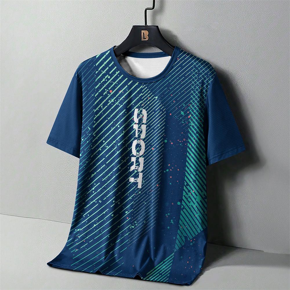 Men's Running T-Shirt 3d Print Oversized Short Sleeved Top High Elasticity Sports Shirt Summer Quick Dry Fitness T-Shirt For Men