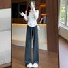 Wide-leg pants autumn and winter new high-waisted thin loose straight pants gray casual trousers women's clothing