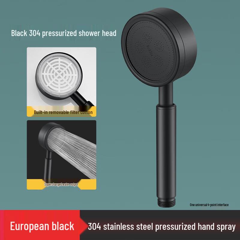 

5-Piece Black 304 Stainless Steel Shower Head Set