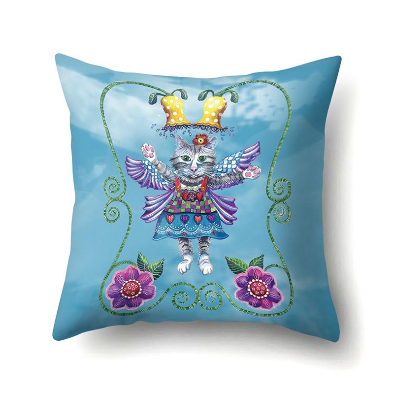 Polyester Pillowcase Cartoon Printed Animal Peach Leather Velvet Pillowcase Waist Cover Car Waist Cushion Cover