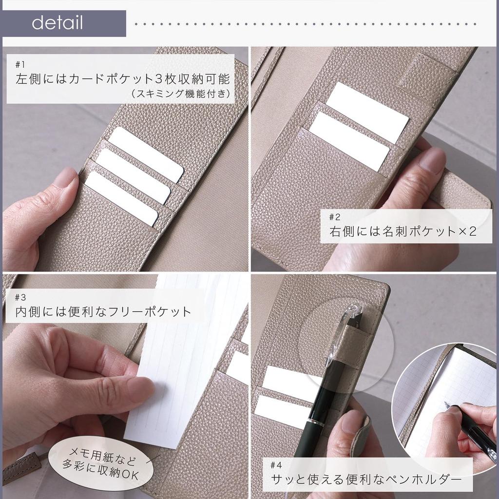 B6 Leather Slim Notebook Cover with Pen and Card Slots 5 Colors NC0 [BLUE SINCERE] Holder, Bookmark, - / (Deep Green)
