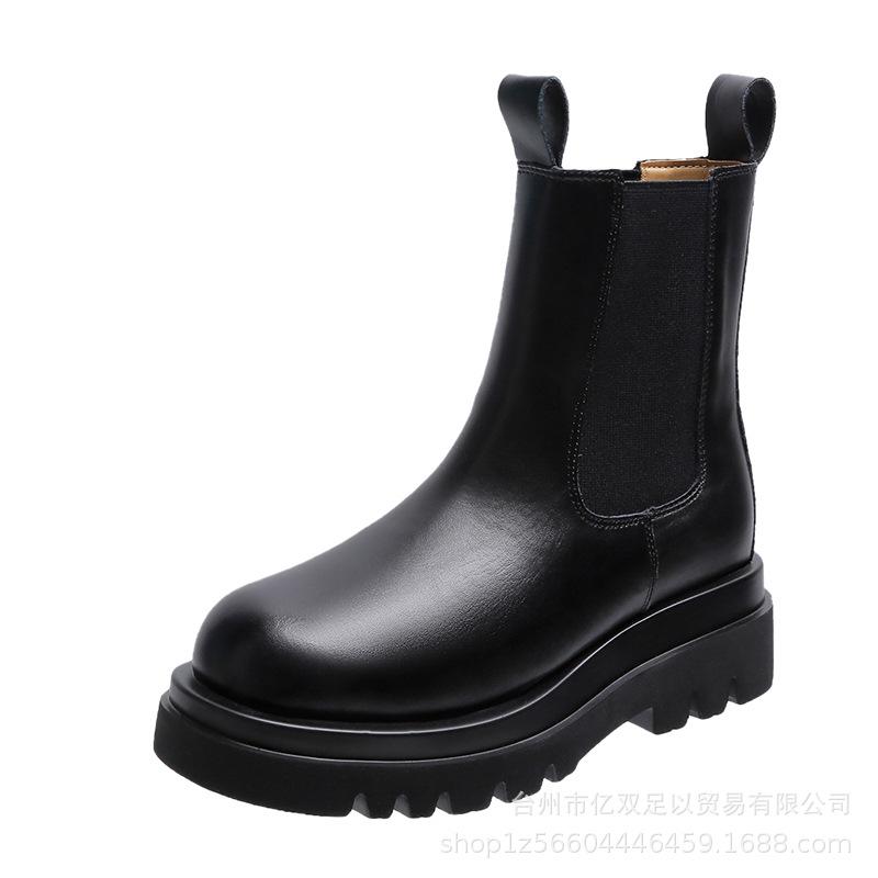 Martin boots cigarette tube British style mid-tube boots spring new single boots platform short boots 35