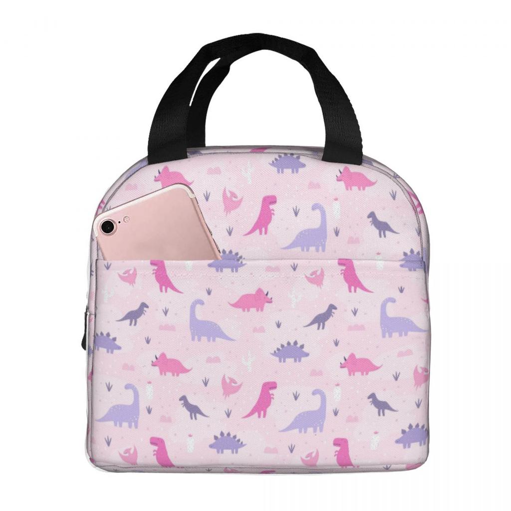 Cartoon Cute Dinosaur Pattern Insulated Lunch Bag for Women Office Cooler Thermal Food Box Tote Portable Lunch Boxes Container