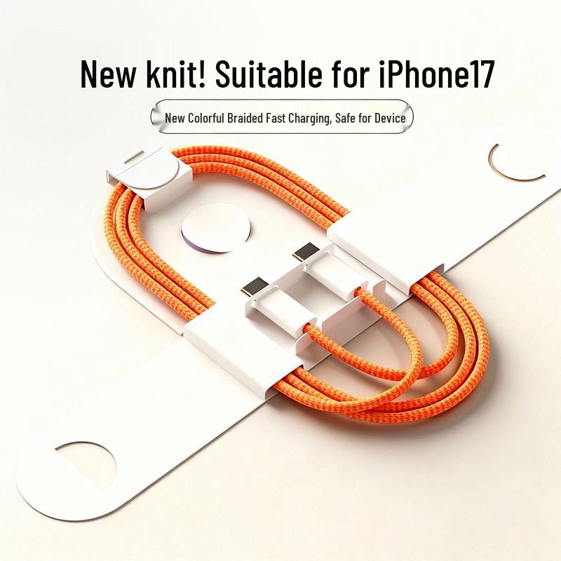 120W Dual Type-C Fast Charging Cable for Apple 15/16/17 & Huawei Laptops, 6A Cross-Border Compatibility