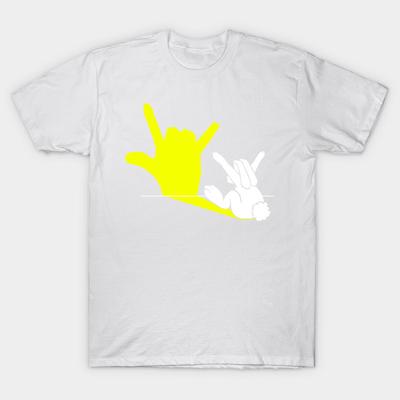 T Shirt Women Rabbit Love Hand Shadow Adorable Bunny Gift Harajuku Print Kawaii Tshirt Summer Short Sleeve Female T-Shirt Top Tee