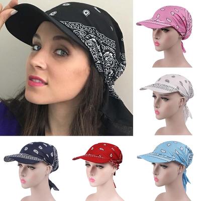 Mujeres India musulmana Retro Floral algodón toalla gorra turbante béisbol sombrero abrigo