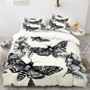 Gothic Skul King Quen Soft Duvet Cover Death Moth plus Flowers Beding Set Personalized Skeleton Bones Teal Polyester Comfortable Quilt Cover
