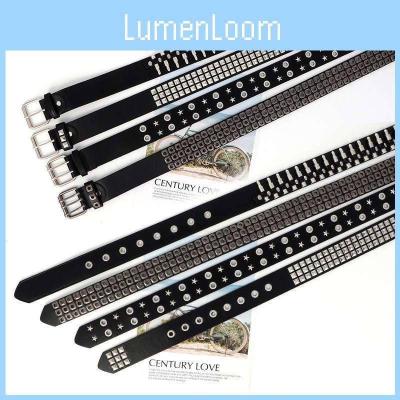 Modern Punk Pu Leather Belt With Unique Square And Pyramid Buckles For Streetwear