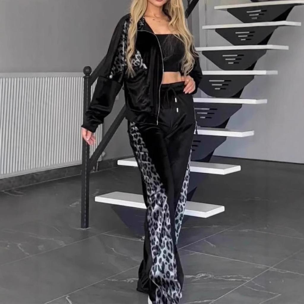 Zweiteilige Sets Damen Hosen-Set Passende Sets Kurzarm Y2k Streetwear Oberteile Tasche Lange Hosen Lässig Locker Hohe Taille Sommer