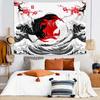 Yin-Yang Koi Ukiyo-e Tapestry Red and Black Tai Chi Living Room and Bedroom Wall Hanging Dormitory and Guesthouse Decor