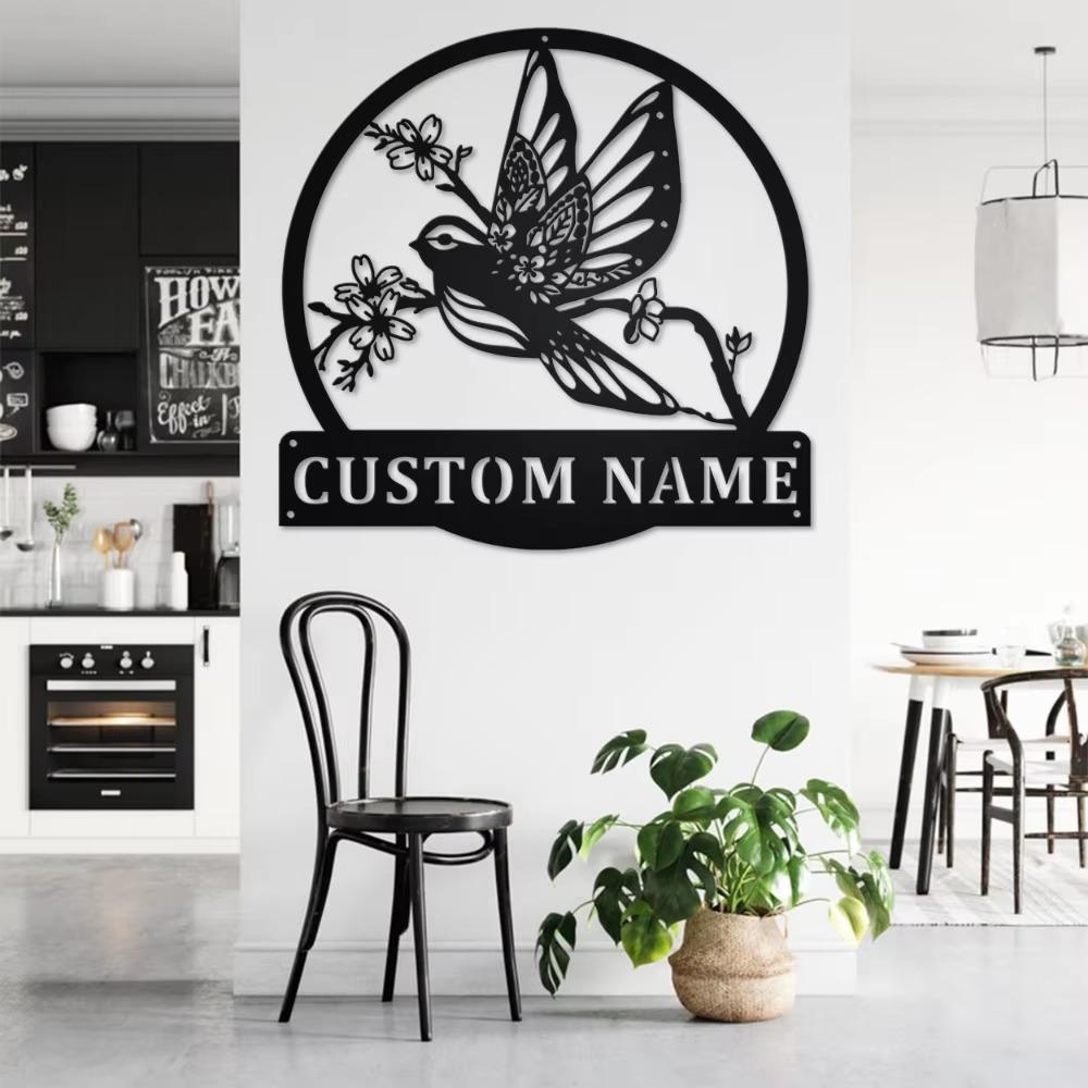 Custom Metal Wall Art, Bird Shape Matte Finish, Personalized Home Decor, Reusable Gift