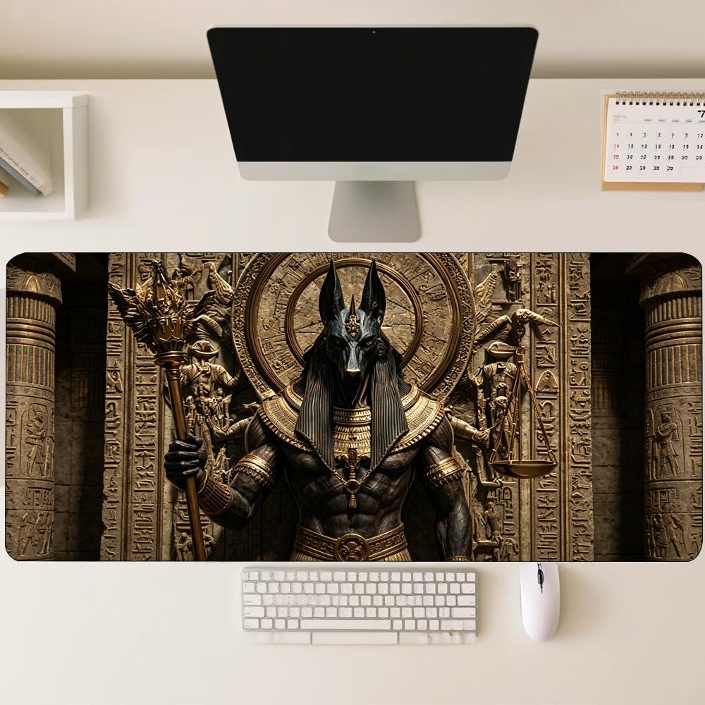 Anubis Ancient Egyptian Mythology Art Large Gaming Mouse Pad Non Slip Rubber Desk Mat For Laptop Keyboard Home Office Workspace