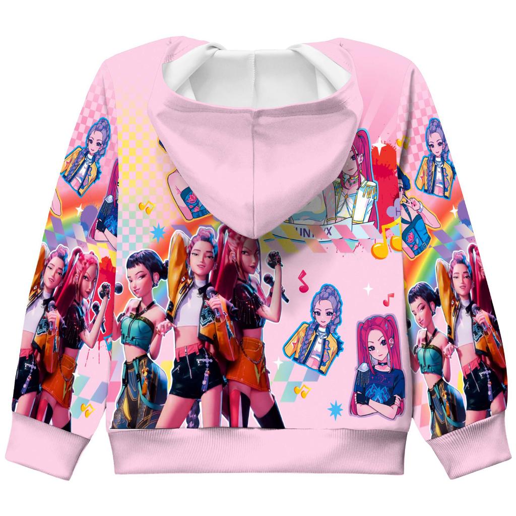 Girls Hoodie 3D Cartoon Jacket Sweatshirt Music Zip Hooded Long Sleeve Tops