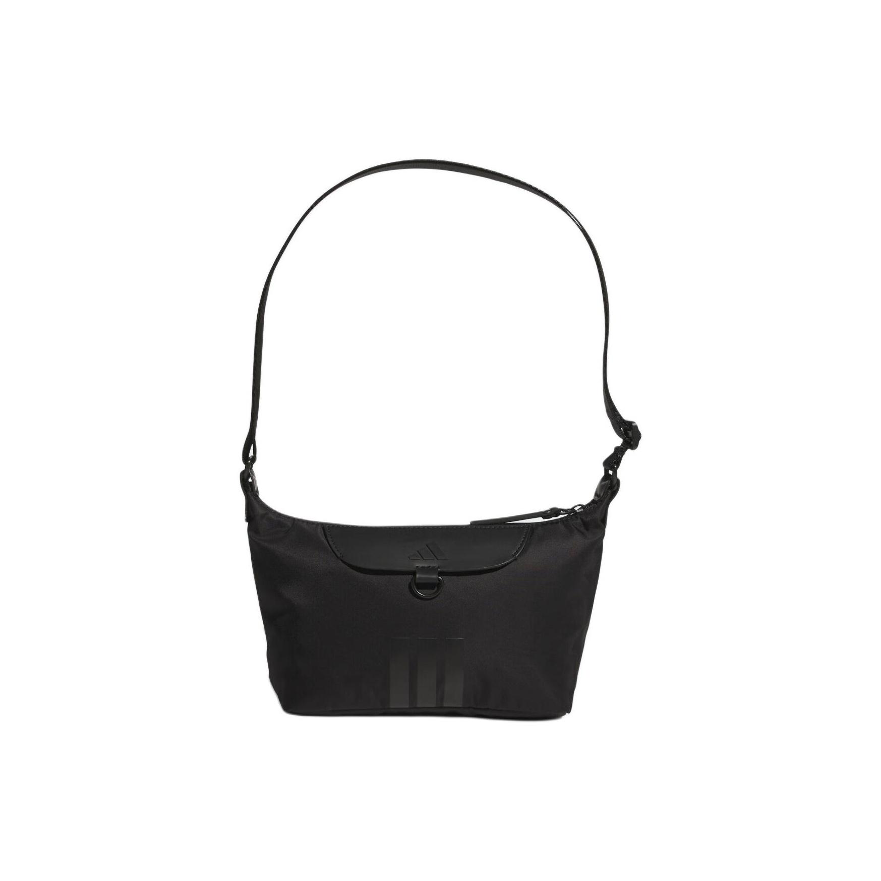 Adidas 2.1L Iconic Stripe Design Recycled Nylon Shoulder Bag Small Women Shoulder Bag Black KT0848 Black