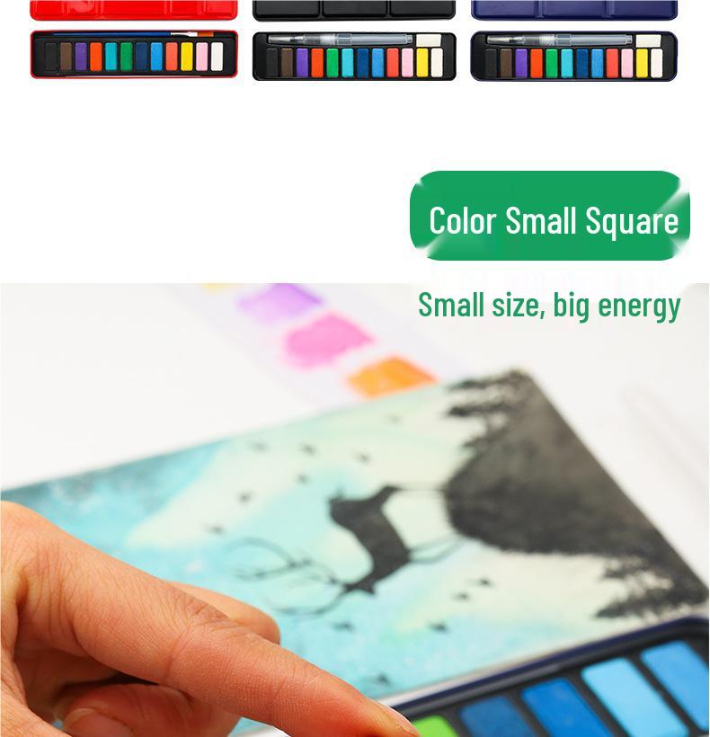 Watercolor Solid Pigment Set: 24 & 18 Colors for Beginners in Tin Box